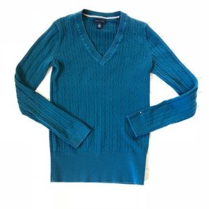 Blue V Neck Blue Sweater